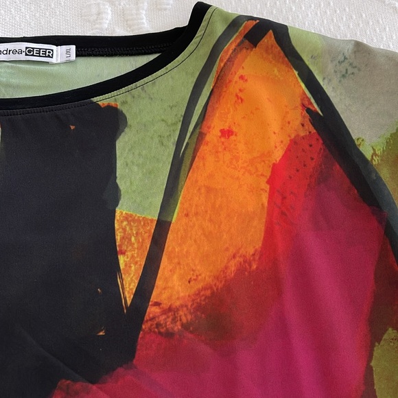 Artful Home NWOT Lumen Top & Scarf by Andrea Geer, Olive/Fuchsia Brush, L/XL - Picture 10 of 15